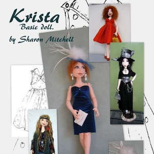 SM901E - Krista - A Basic 20&quot; Fashion Doll PDF Download Cloth Doll Pattern by Sharon Mitchell - Pattern updated 2019!