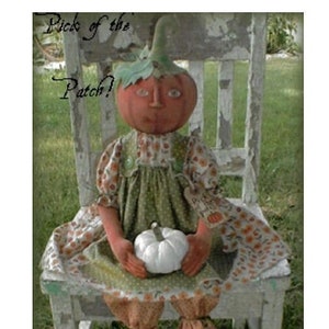 Pick of the Patch,  26” Pumpkin Cloth Doll Making Pattern by Maureen Mills of Sweet Meadows Farm Design. PDF Instant Download Sewing Pattern