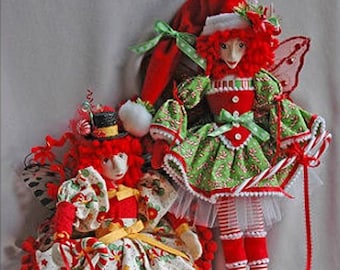 HB809E -  Candice Cane & Pepper Mint - 18" Christmas Fairies Cloth Doll Making Sewing Pattern - PDF Download by Billie Heisler