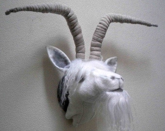 JX914E – Goat with Horns  – Trophy Head - PDF Cloth Animal Doll Sewing Pattern