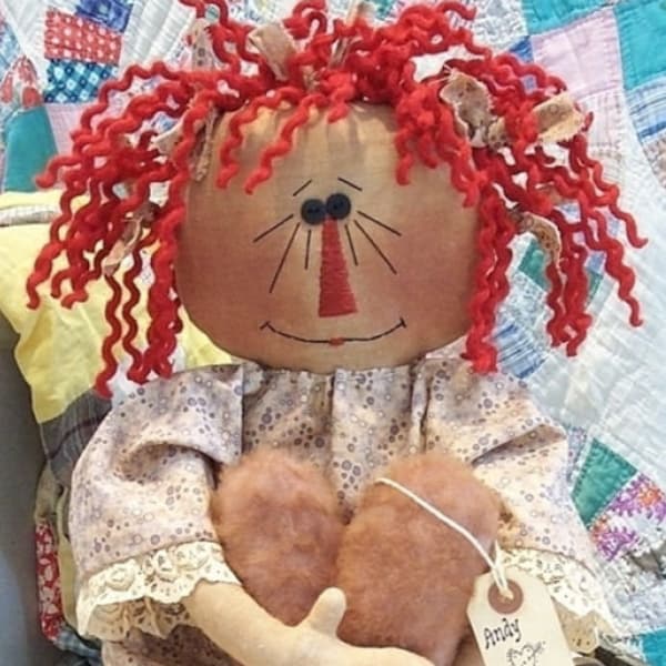 RP169E - This Old Heart, Raggedy Ann Doll Sewing Pattern by Michelle Allen of Raggedy Pants Designs - PDF Download