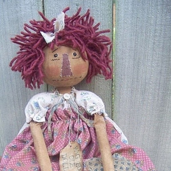 RP342E - Raggedy Ole Doll, PDF Download Primitive Raggedy Ann Cloth Doll Pattern by Michelle Allen of Raggedy Pants Designs