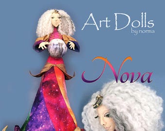 NI105E - Nova,  Female  Goddess Art Doll,  PDF Download Cloth Doll Making Pattern