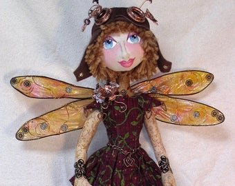 NH703E – Cecily, A Steampunk Dragonfly Cloth Doll Pattern