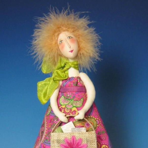 CR907E - Estelle, 12"  Whimsical PDF Download Cloth Art Doll Pattern by Cindee Moyer