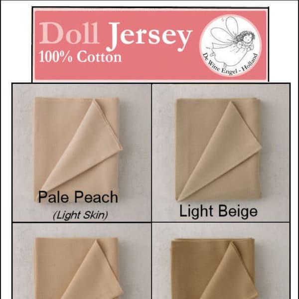 Doll Jersey by De Witte Engel, 100% Cotton Knit Doll Skin - Handmade Doll Making, including Waldorf Style, Sewing Fabric -  1/2 or 1 yard