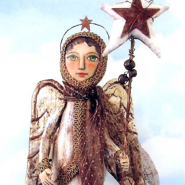 SE811 - Christmas Angel,  14" Rustic Fabric Doll Pattern,  Sewing Cloth Doll Pattern - PDF Download by Susan Barmore