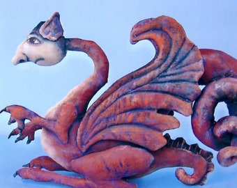 SE764 - Cecil Dragon, Fabric Art Doll Pattern,  Sewing Cloth Doll Pattern - PDF Download by Susan Barmore
