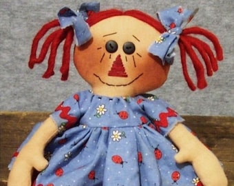 RP138E - Ladybug Annie , Raggedy Ann Style Doll Sewing Pattern by Michelle Allen of Raggedy Pants Designs - PDF Download