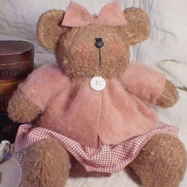 Baby Bonnie Bear – 11” Sitting Bear -  PDF Download Primitive Cloth Doll Pattern by Michelle Allen of Raggedy Pants Designs