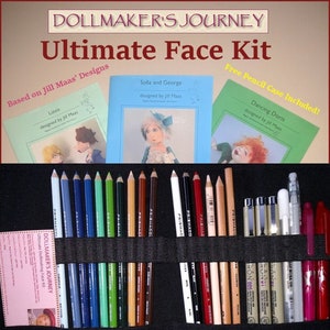 Ultimate Dollmaking Face Kit -Includes 16 Pencils and 7 Pens and a Free Pencil Case!