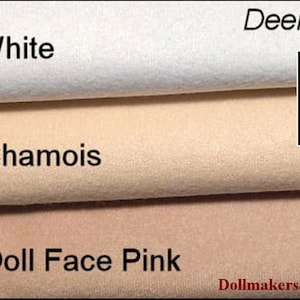 Cloth Doll Making Fabric, Deer Suede - Doll Face Pink, Chamois, Black and White  - 1 yard - Doll Skin and Body Sewing Fabric / Cloth