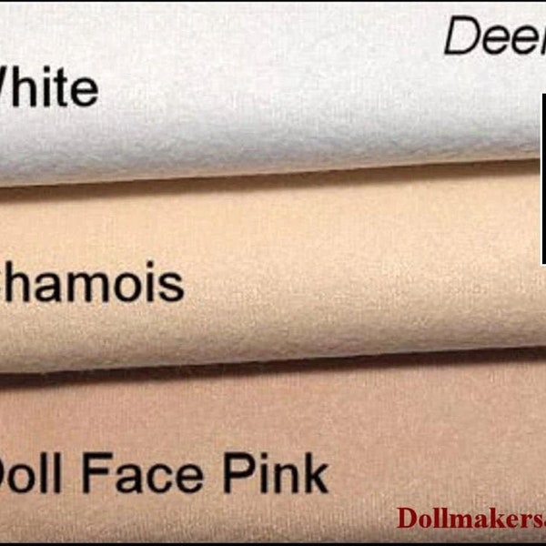 Cloth Doll Making Fabric, Deer Suede - Doll Face Pink, Chamois, Black and White  - 1 yard - Doll Skin and Body Sewing Fabric / Cloth