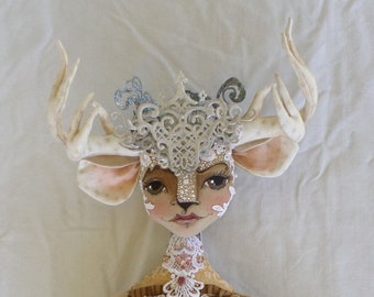 PM801E -  Deer Miss Millicent –  24” Tall Art Doll Sewing Pattern - PDF Download by Paula McGee