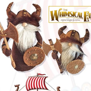 NI108E – Vikings, 2 Sizes of Gnomes - Doll Pattern and Instructions, PDF Cloth Doll Making Sewing Pattern by The Whimsical Elf