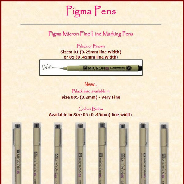 Pigma Micron Fine Line Marking Pens Perfect For Cloth Doll Face Making