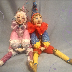 MM248E – Beanie Jesters – Leo & Lilli, Cloth Doll Sewing Pattern, PDF Download Doll Making Pattern