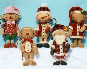 Christmas Gathering Boys Cloth Doll Pattern,  PDF Instant Download Start Sewing Today