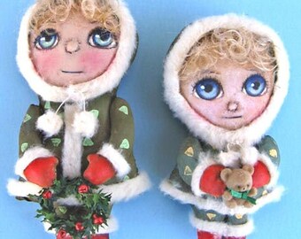 SE453E -  Winter Girls, Holiday Ornament Doll Art Pattern - PDF Download by Susan Barmore