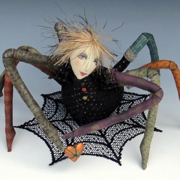 CR944E - Along Came A Spider Tutorial PDF Cloth Art Doll Download Instructions and Pattern