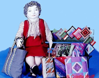 Phoebe ~ A Contemporary Peddler Cloth Doll Making Pattern by Colette Wolff of Platypusnow Designs - Download Sewing Pattern