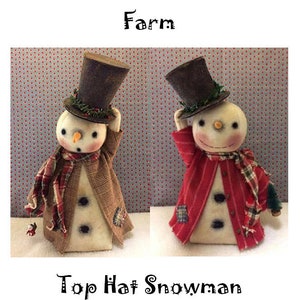 Top Hat Snowman, 13" Cloth Doll Making Pattern by Maureen Mills of Sweet Meadows Farm Design. Start Sewing Today, PDF Instant Download