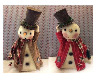 Top Hat Snowman, 13" Cloth Doll Making Pattern by Maureen Mills of Sweet Meadows Farm Design. Start Sewing Today, PDF Instant Download