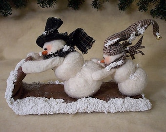 RP305E - Hold on Tight, Snowmen PDF Download Cloth Doll Pattern by Michelle Allen of Raggedy Pants Designs