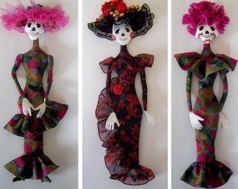 LL848E - Dia Maria - 10"Wall Doll Cloth  Doll Pattern - PDF Download Doll Making Sewing Pattern by Laura Lunsford - Day of Dead