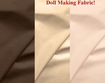 Beautiful Doll Making Fabric - Premium 100% Cotton with a Tight Weave and a Soft Feel.  3 Perfect Skin Colors Available!  Sold by the Yard.
