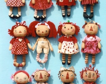 HH356E - A Dozen Dollies PDF - Cloth Raggedy Doll Pattern by Ginny Lettorale- Download