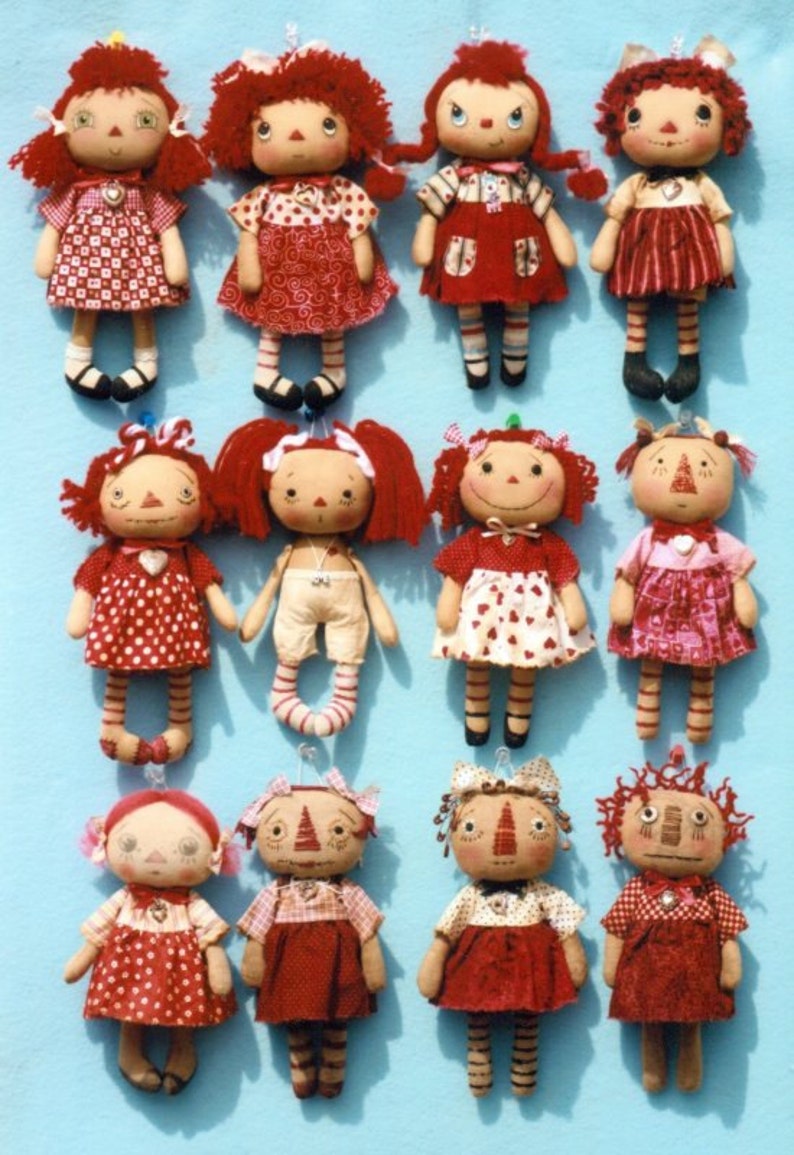 HH356E A Dozen Dollies PDF Cloth Raggedy Doll Pattern by Ginny Lettorale Download image 1