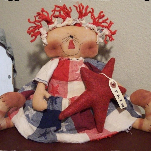 RP186E - Oh My Stars,  Primitive Raggedy Ann Style Doll Sewing Pattern by Michelle Allen of Raggedy Pants Designs - PDF Download