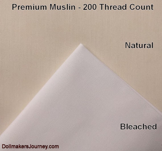 Premium Muslin 200 Thread Count by Robert Kaufman - 1 Yard -   100% Combed Cotton Available in Natural and Bleached White