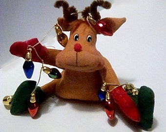 Rambunctious Rufus - 5" Holiday Reindeer Cloth Doll Sewing Pattern by Cyndy Sieving - Reindeer PDF Instant Download Start Sewing Today!