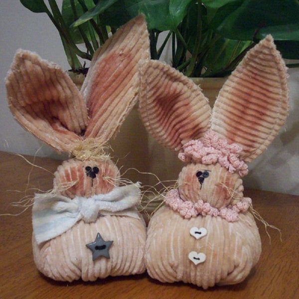 Buttercups   4” Bunnies (not counting ears) -  PDF Download Primitive Cloth Doll Pattern by Michelle Allen of Raggedy Pants Designs