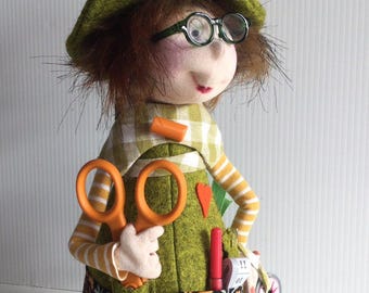 A New Design - Bonnie, 11.5" Art Doll Cloth Doll Pattern (PDF Download) by Jill Maas