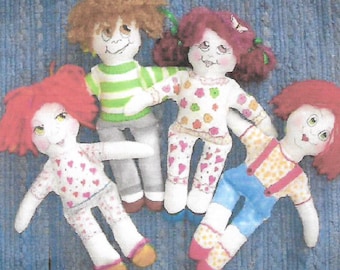 KK801E – Sassy But Simple Dolls  - Cloth Doll Making Sewing Pattern, PDF Download