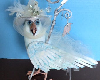 SE526E -   White Crow Witch, Cloth and Paperclay Art Doll Making Pattern - PDF