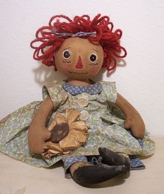 PRIMITIVE FOLK ART SEWING PATTERN /'ANNIE RAG DOLL /& SUNFLOWER