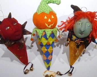 Halloween Poppets - 6"-7" High Cloth Doll Sewing Pattern by Cyndy Sieving - Puppet PDF Instant Download Start Sewing Today!