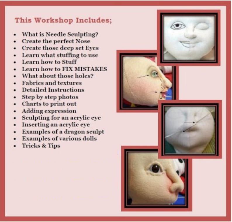 Sculpting Cloth Doll Faces PDF Tutorial By Kat Lees PDF Download Doll Making Tutorial