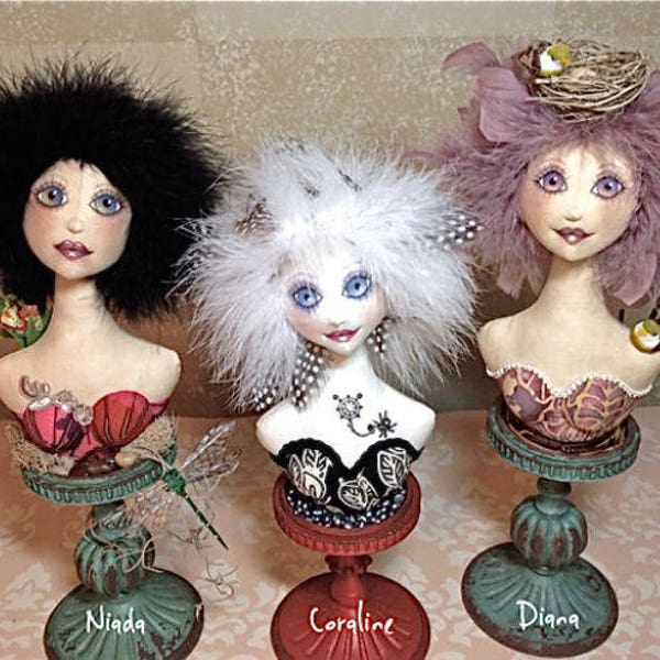 TP402E - Woodland Fairy Bust,  Cloth Doll Making Sewing  Pattern - PDF Download