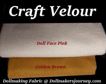 Craft Velour - Doll Making Body Fabric, Doll Face Pink, Honey Bear and Black Doll Skin Fabric - Doll Body Sewing Cloth, 1/2 or 1 yard