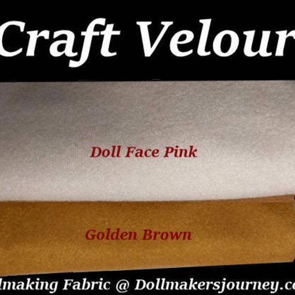 Craft Velour - Doll Making Body Fabric, Doll Face Pink, Honey Bear and Black Doll Skin Fabric - Doll Body Sewing Cloth, 1/2 or 1 yard