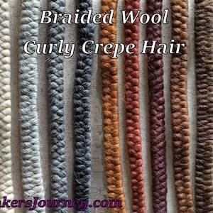 Geflochtene Wolle - Lockiges Krepp Haar - Perfekt für Puppenhaar oder Professionelle Makeup Artisten für Bärte, Schnurrbart, Koteletten und Brauen.
