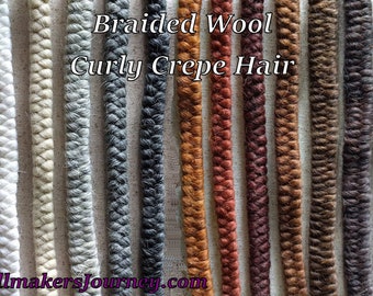 Braided Wool - Curly Crepe Hair - Perfect for Doll Hair or Professional makeup artists for beards, moustaches, sideburns and brows.