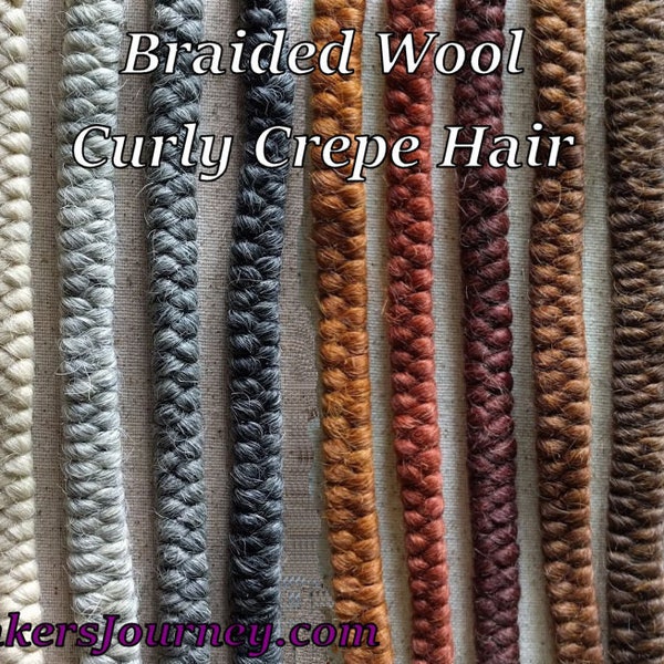 Braided Wool - Curly Crepe Hair - Perfect for Doll Hair or Professional makeup artists for beards, moustaches, sideburns and brows.