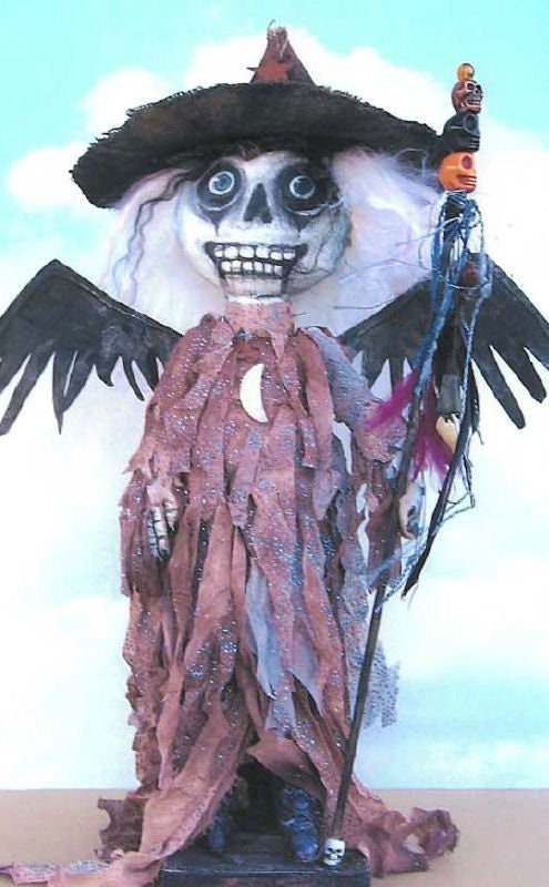 SE828 - Marilyn,  15" Skeleton Witch Art Doll Pattern,  Sewing Cloth Doll Pattern - PDF Download by Susan Barmore