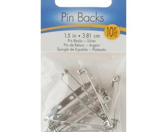Pin Backs 1.5inch - Silver Color - 10 per Package